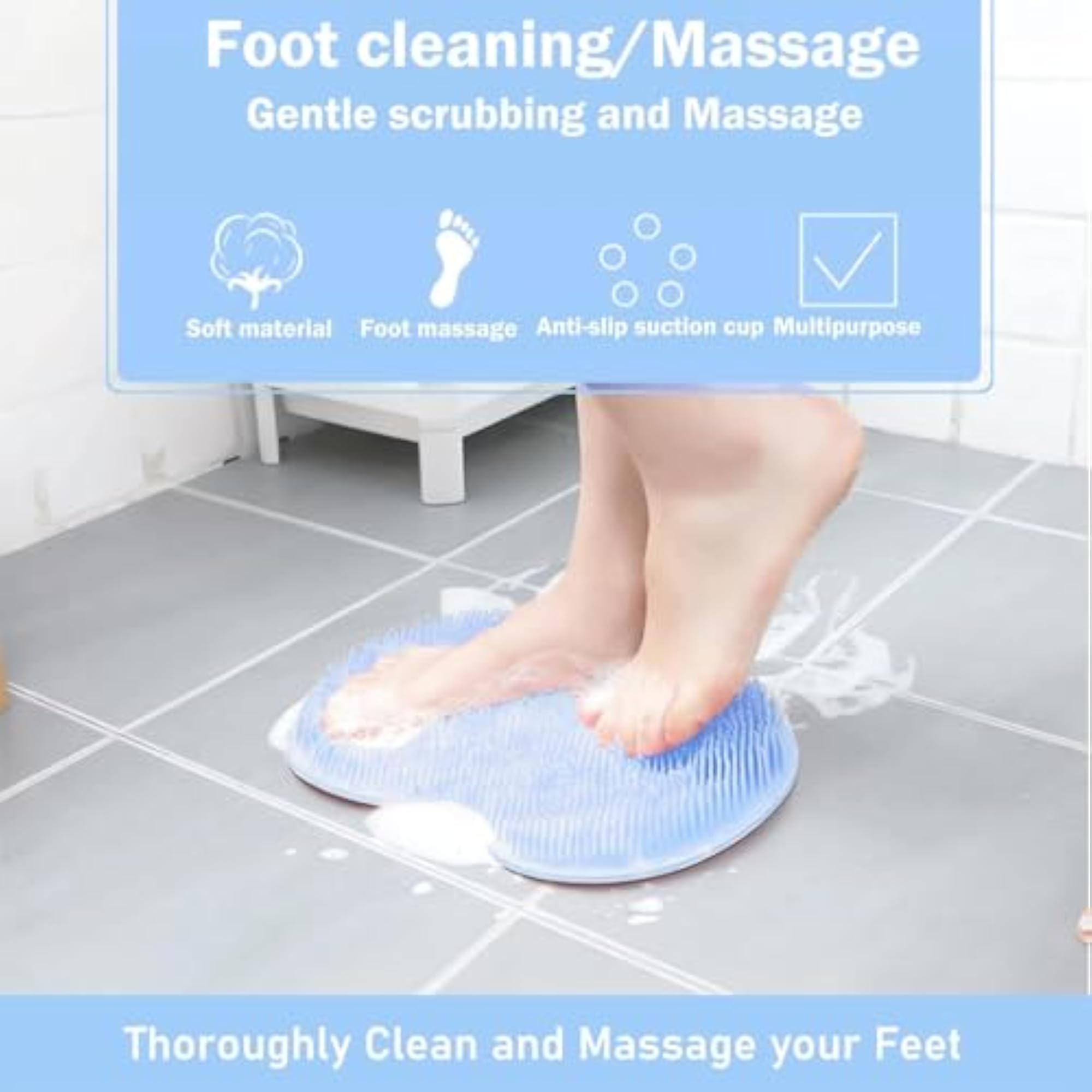 Silicone Foot Scrubber Mat for Shower, Exfoliating